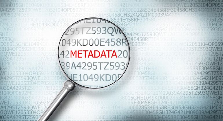 Magnified metadata text showing detailed dataset exploration.